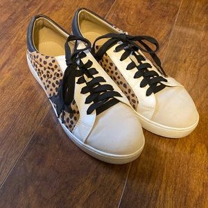 Faux suede cheetah print sneakers!